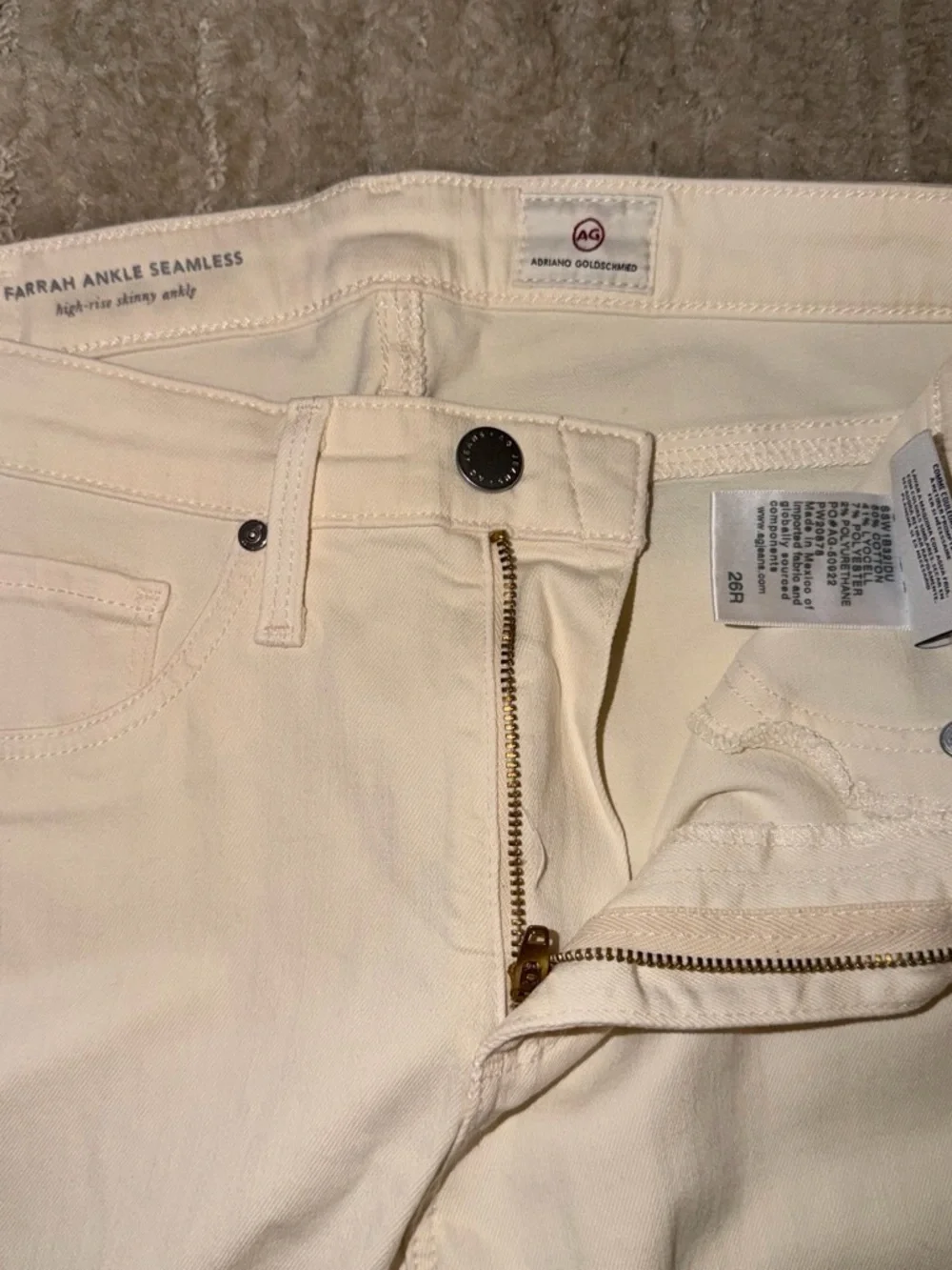 Ag Adriano Goldschmied Seamless Off-White Women’s Ankle Jeans
